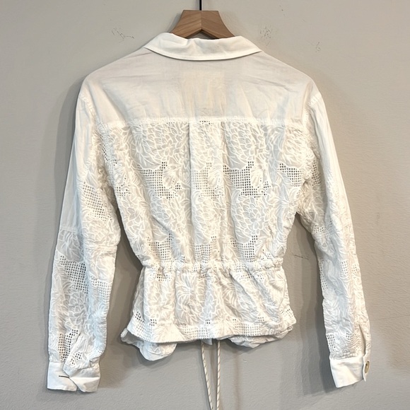 A by Anthropologie White Eyelet Anarok Button Down Lightweight Jacket S - Picture 4 of 4